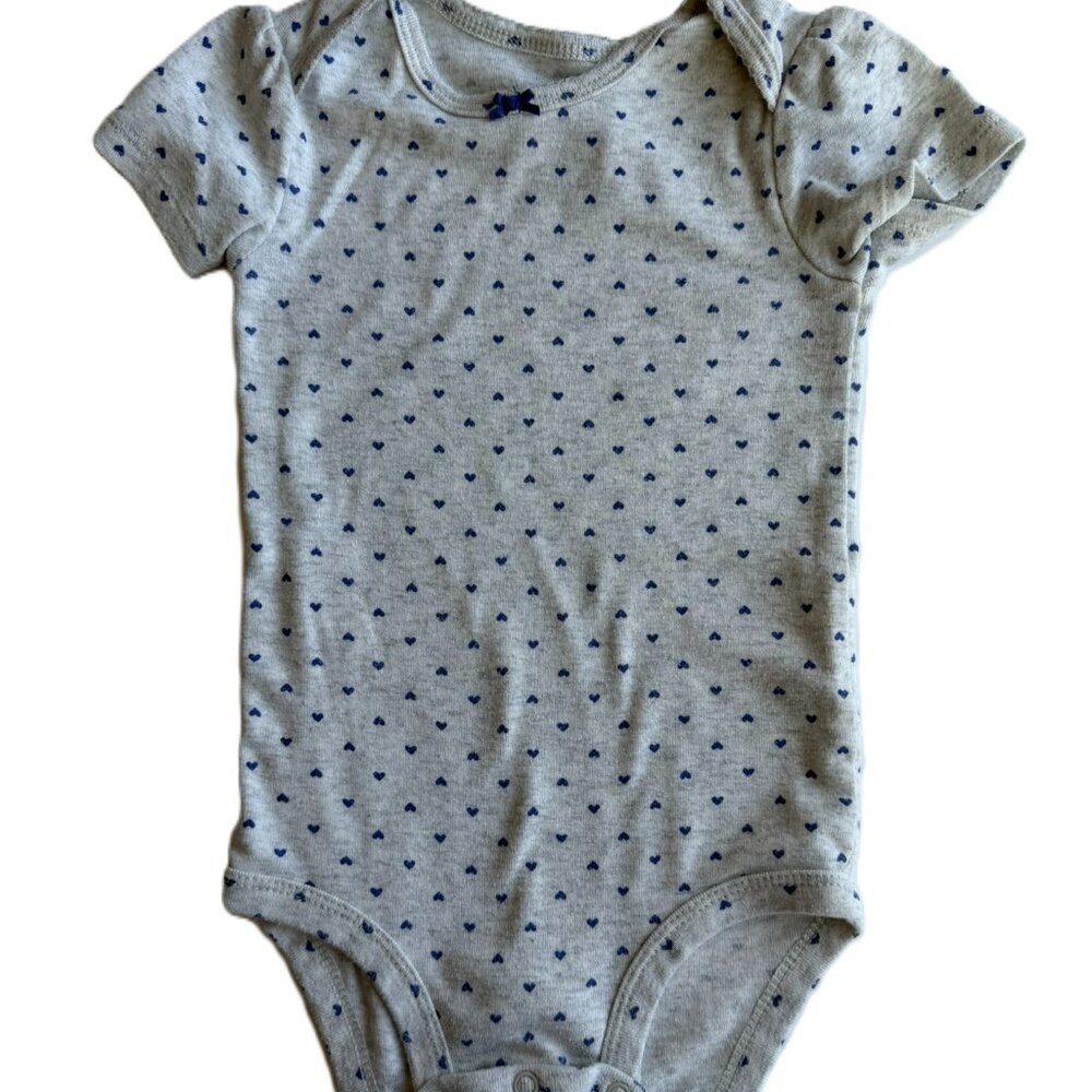 3/$21 | Baby Girl 18M Summer Short Sleeve Bodysuits, Set of 3 Blues and Grays - Picture 8 of 13
